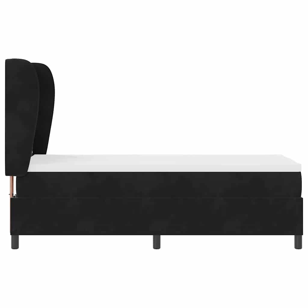 Lit à ressorts avec matelas Noir 200 x 80 cm Velours