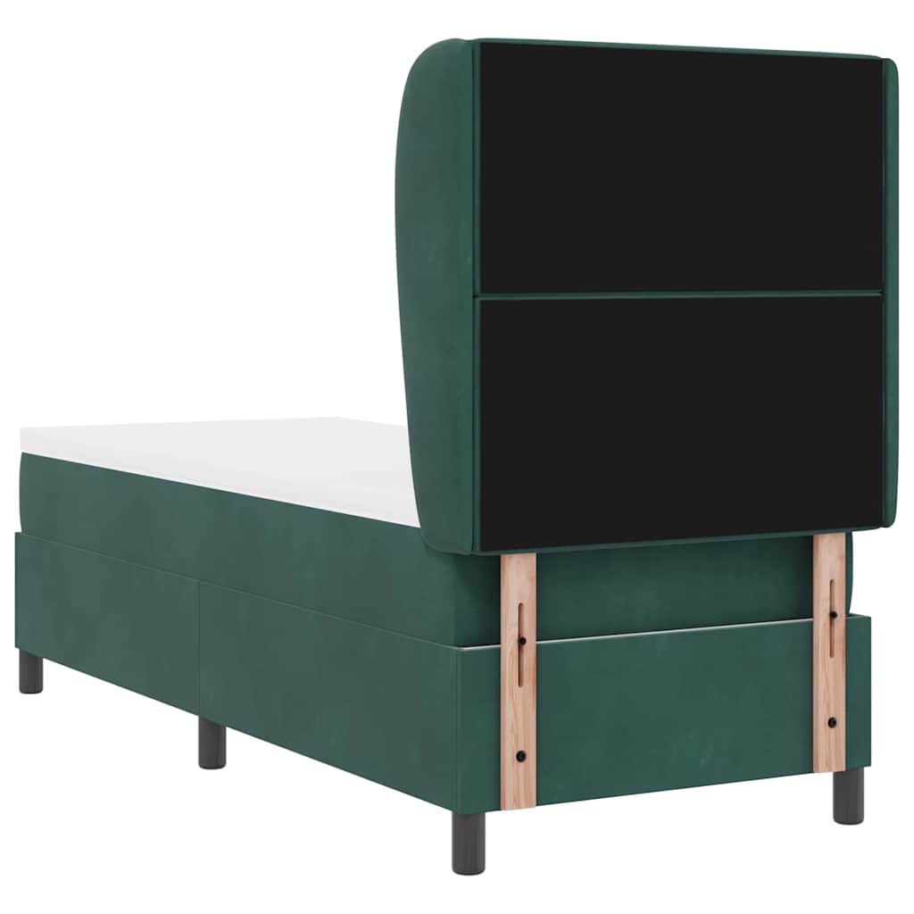 Lit à ressorts avec tête de lit Vert foncé 200 x 80 cm Velours
