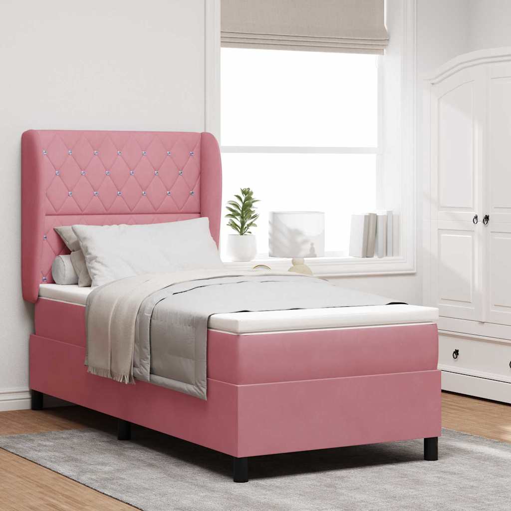 Lit à ressorts avec tête de lit Rose 200 x 100 cm Velours - XIOS