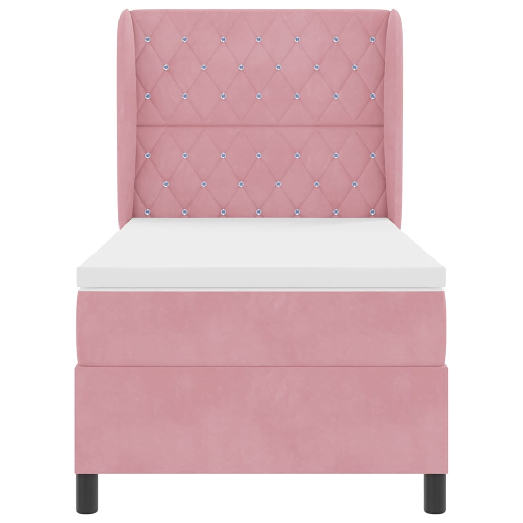 Lit à ressorts avec tête de lit Rose 200 x 100 cm Velours - XIOS