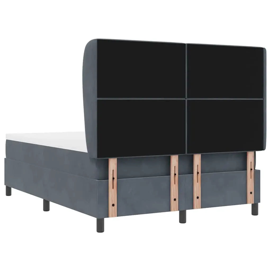 Lit à ressorts avec matelas Gris foncé 190 x 140 cm Velours - XIOS