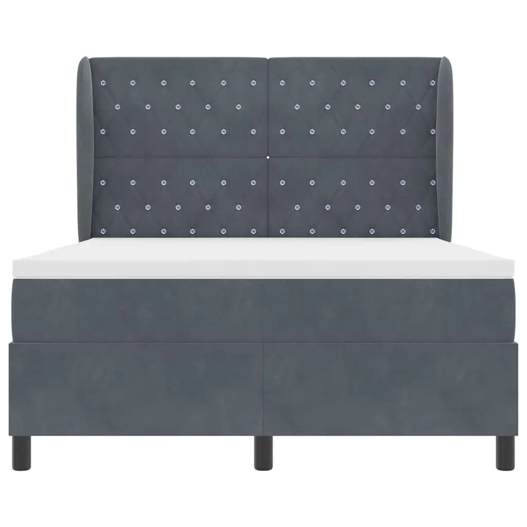 Lit à ressorts avec matelas Gris foncé 190 x 140 cm Velours - XIOS