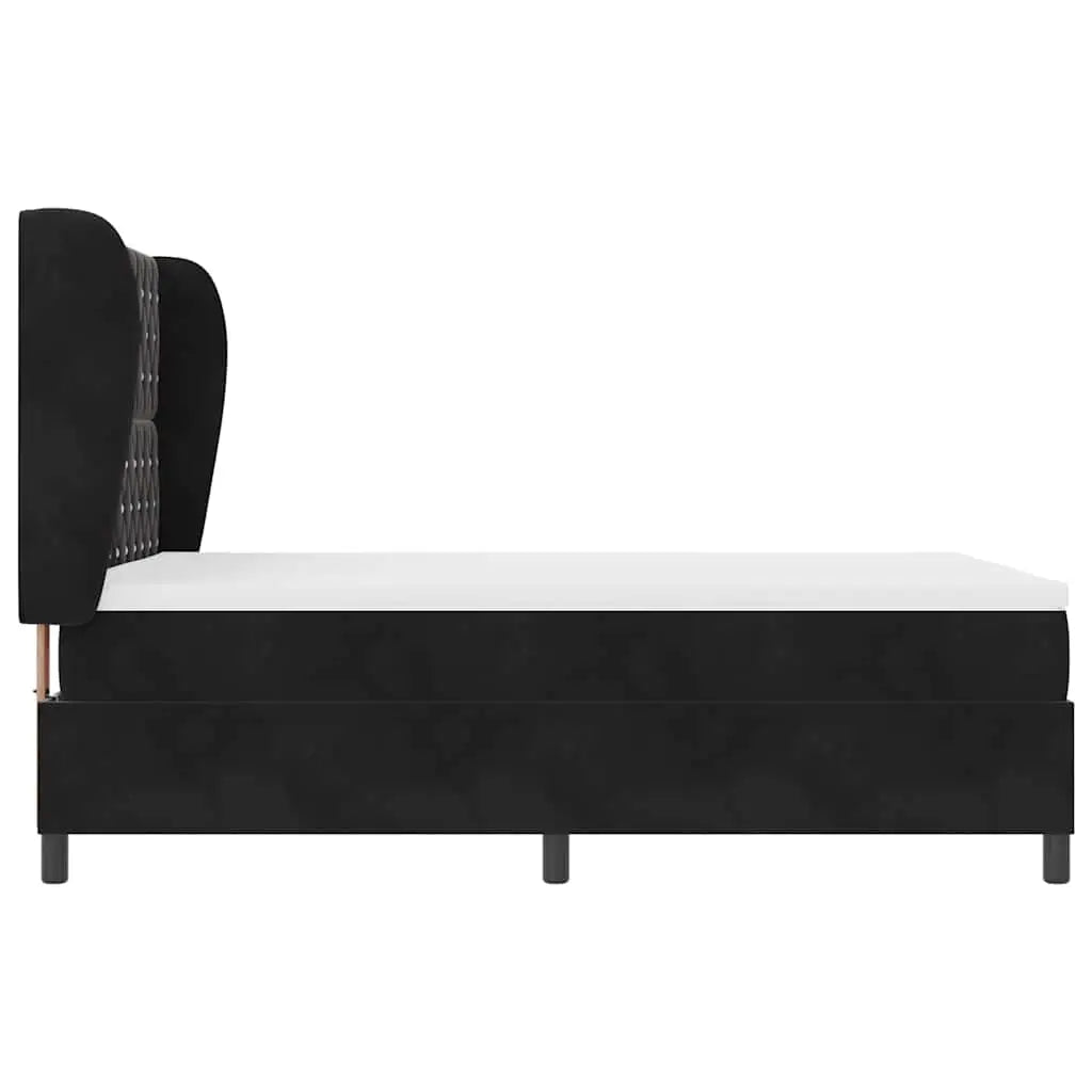 Lit à ressorts avec matelas Noir 190 x 140 cm Velours - XIOS