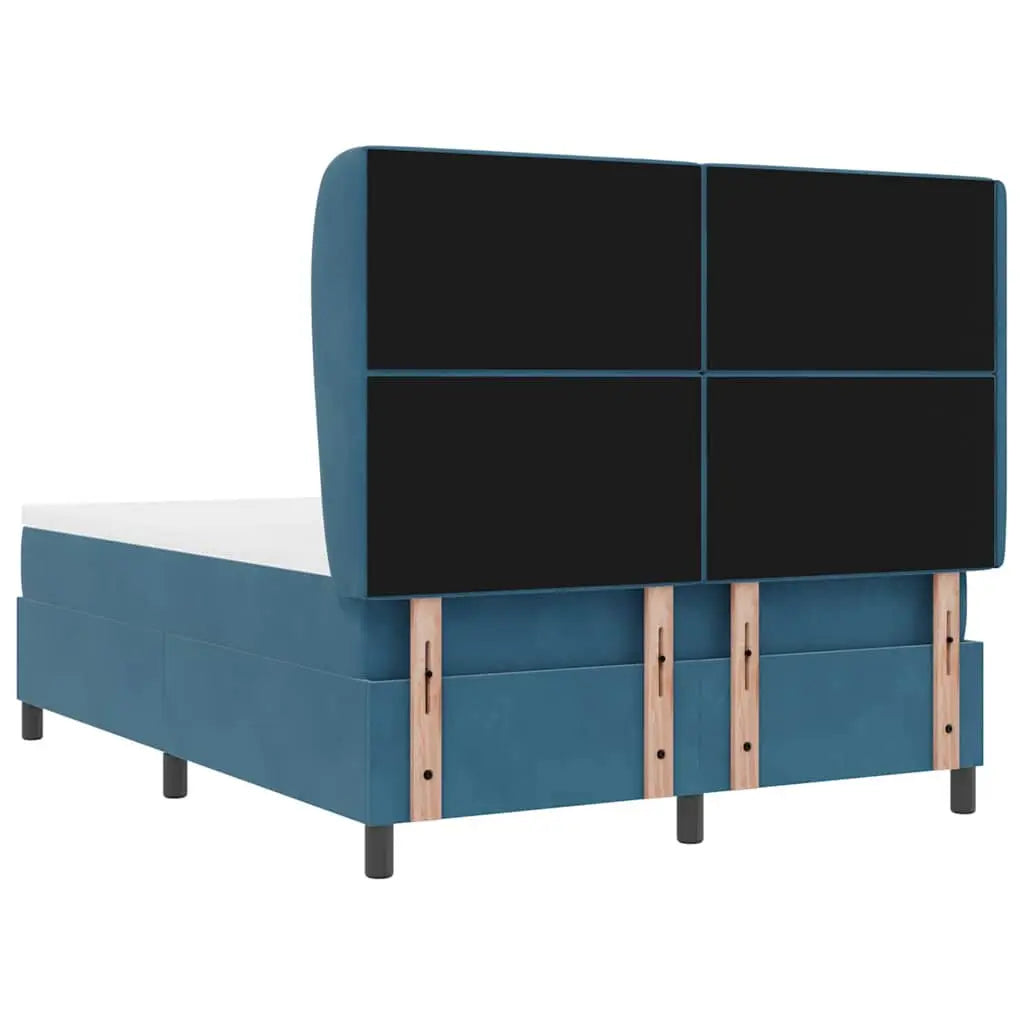 Lit à ressorts avec tête de lit Bleu foncé 190 x 140 cm Velours - XIOS