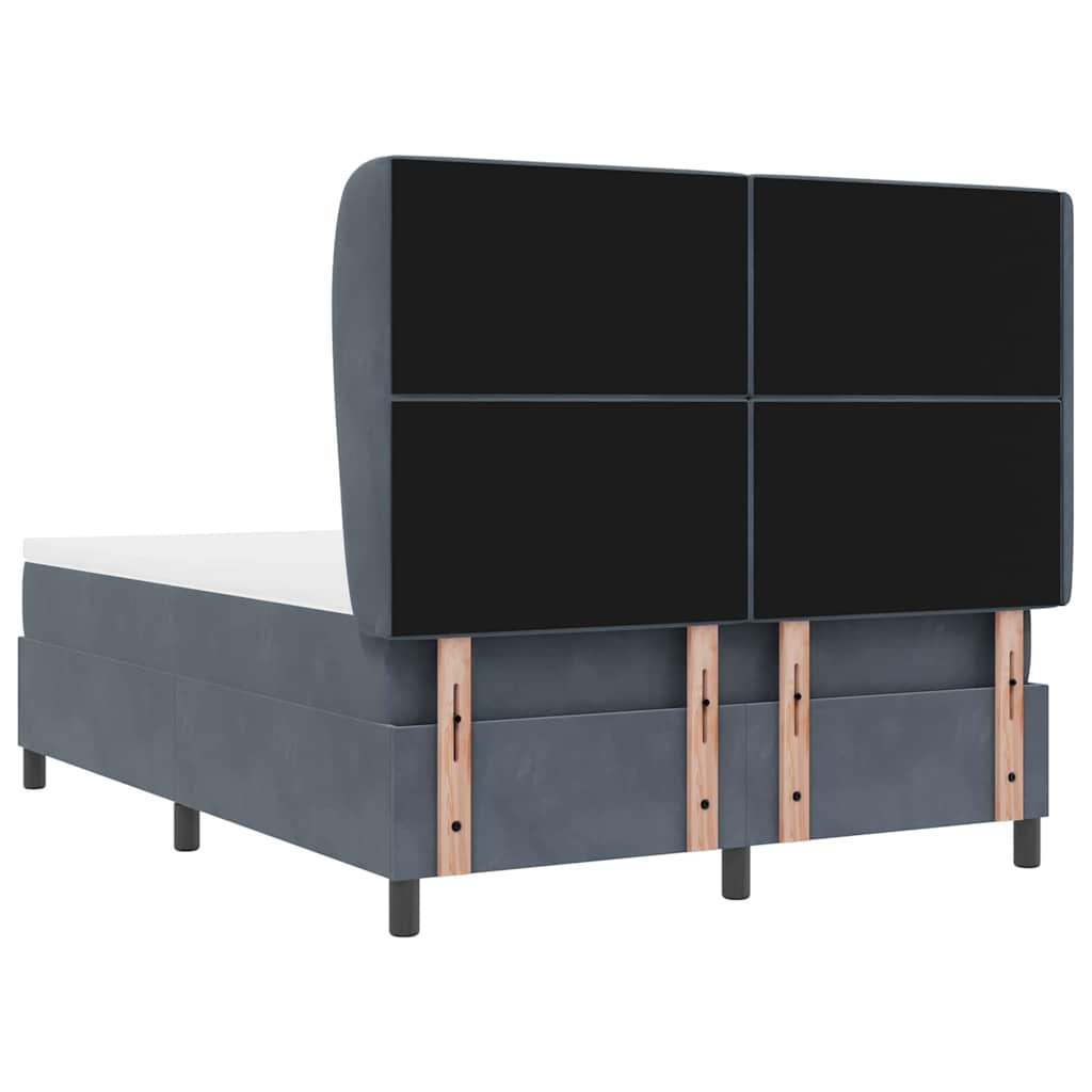 Lit à ressorts avec matelas Gris foncé 200 x 140 cm Velours