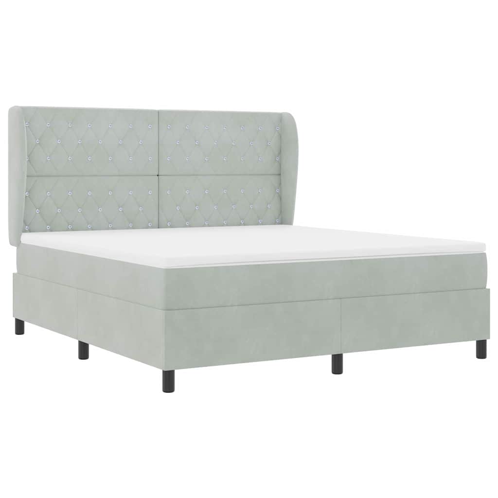 Lit à ressorts avec matelas Gris clair 180 x 200 cm Velours