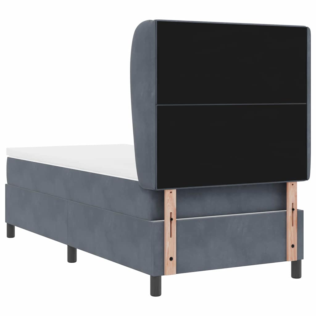 Lit à ressorts avec tête de lit Gris foncé 190 x 90 cm Velours - XIOS