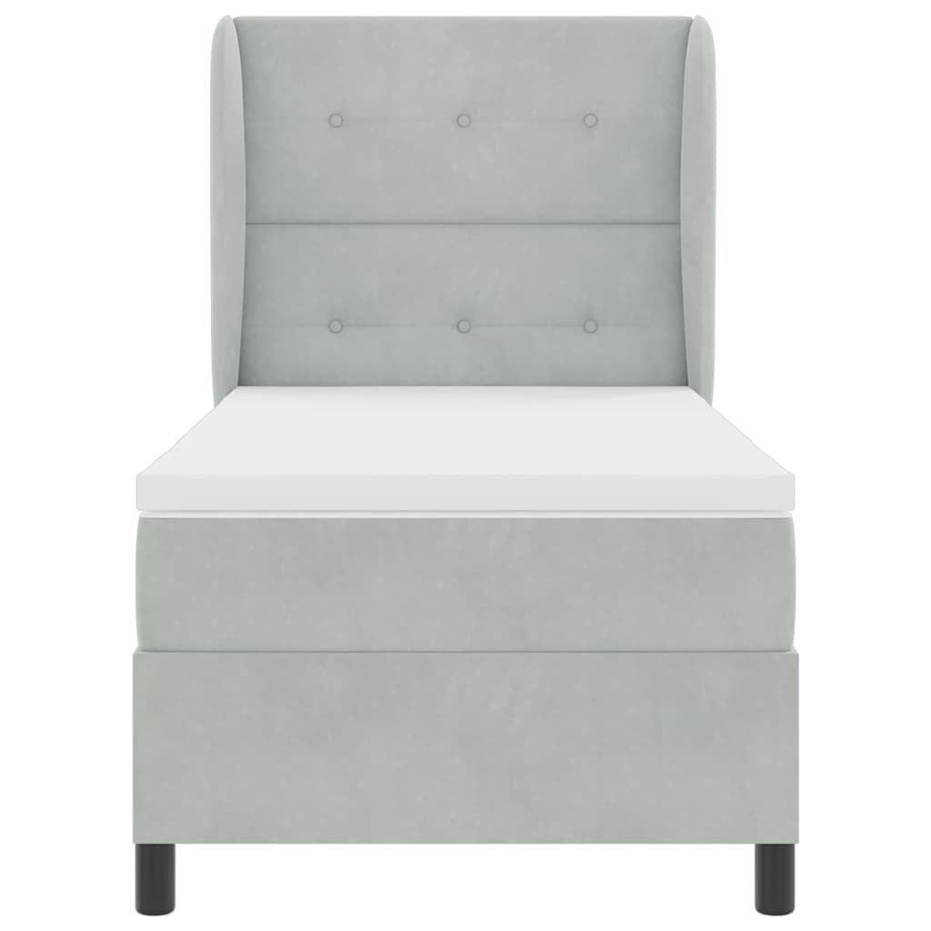 Lit à ressorts avec tête de lit Gris clair 200 x 100 cm Velours - XIOS