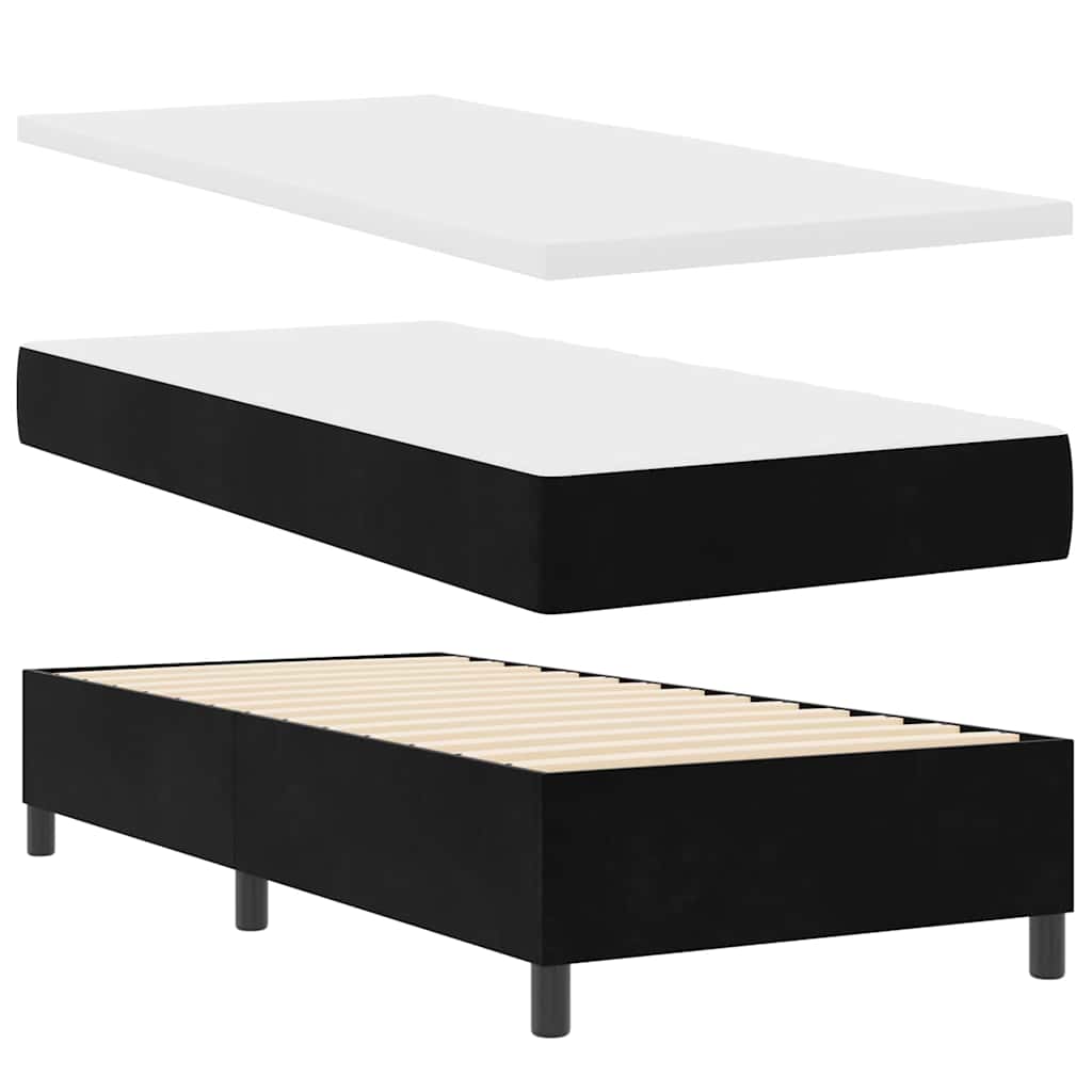 Lit à ressorts avec matelas Noir 100 x 200 cm Velours - XIOS