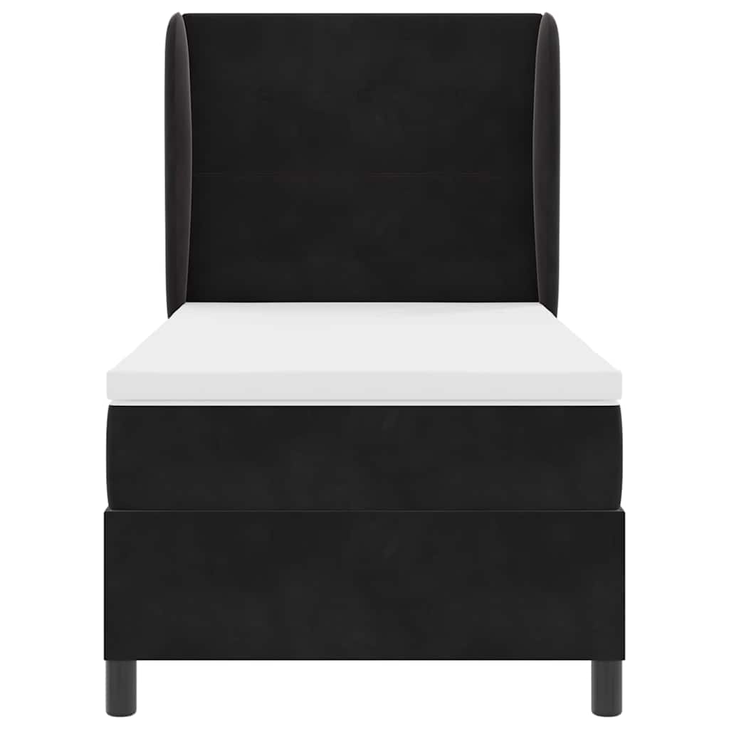 Lit à ressorts avec tête de lit Noir 200 x 100 cm Velours - XIOS