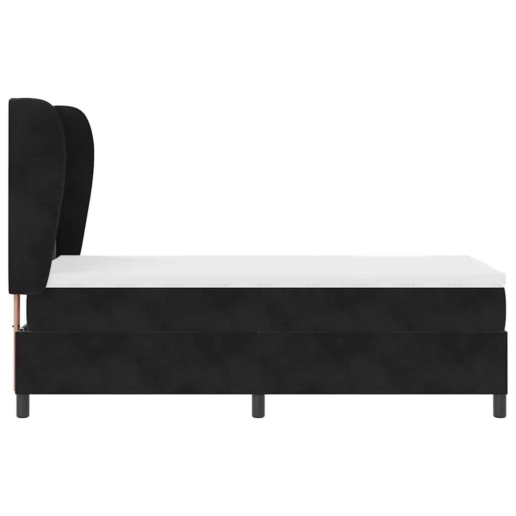 Lit à ressorts avec tête de lit Noir 200 x 100 cm Velours - XIOS