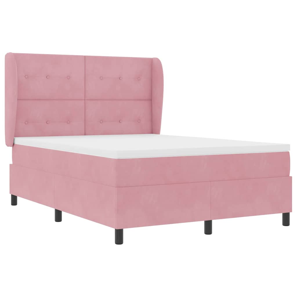 Lit à ressorts avec tête de lit Rose 190 x 140 cm Velours - XIOS