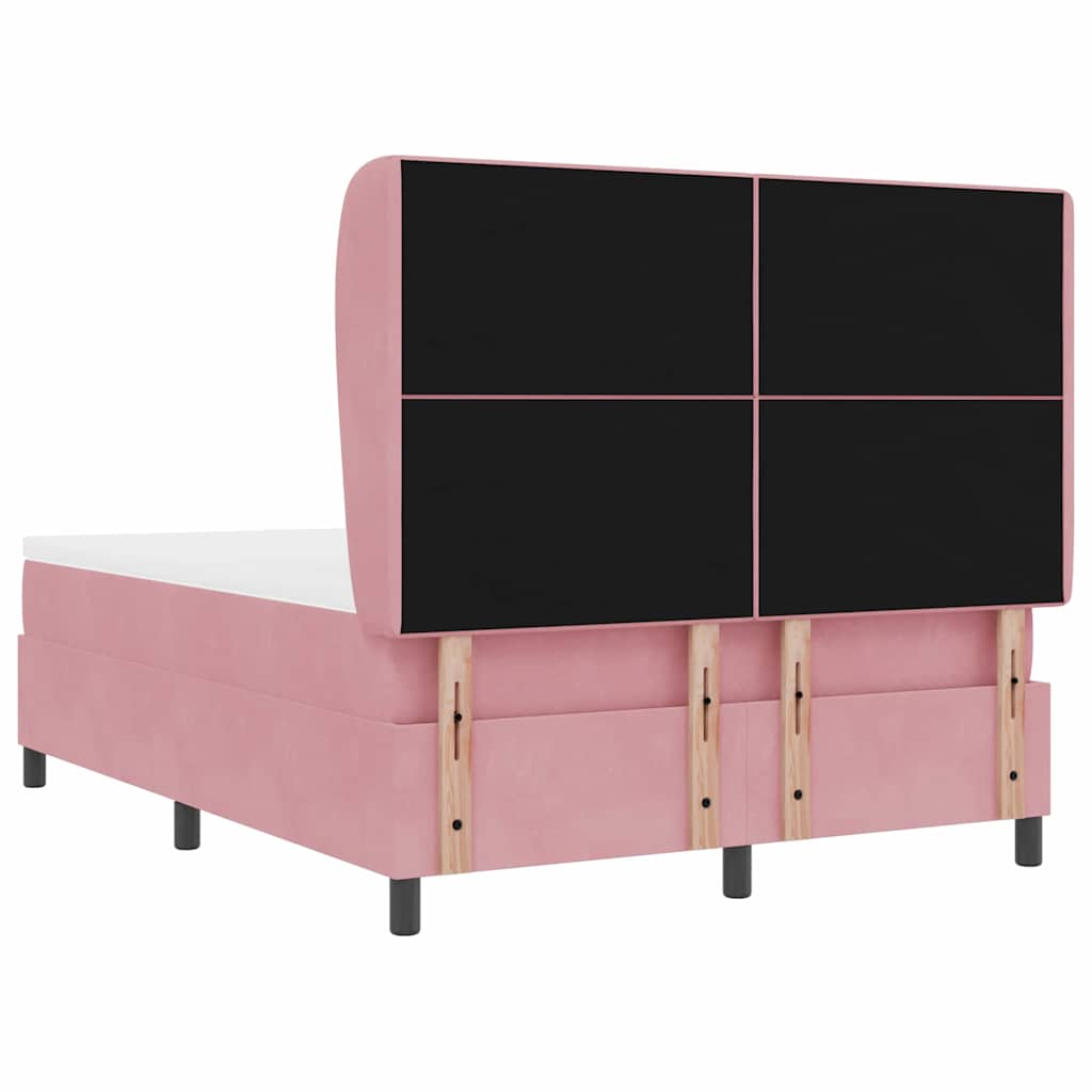 Lit à ressorts avec tête de lit Rose 190 x 140 cm Velours - XIOS
