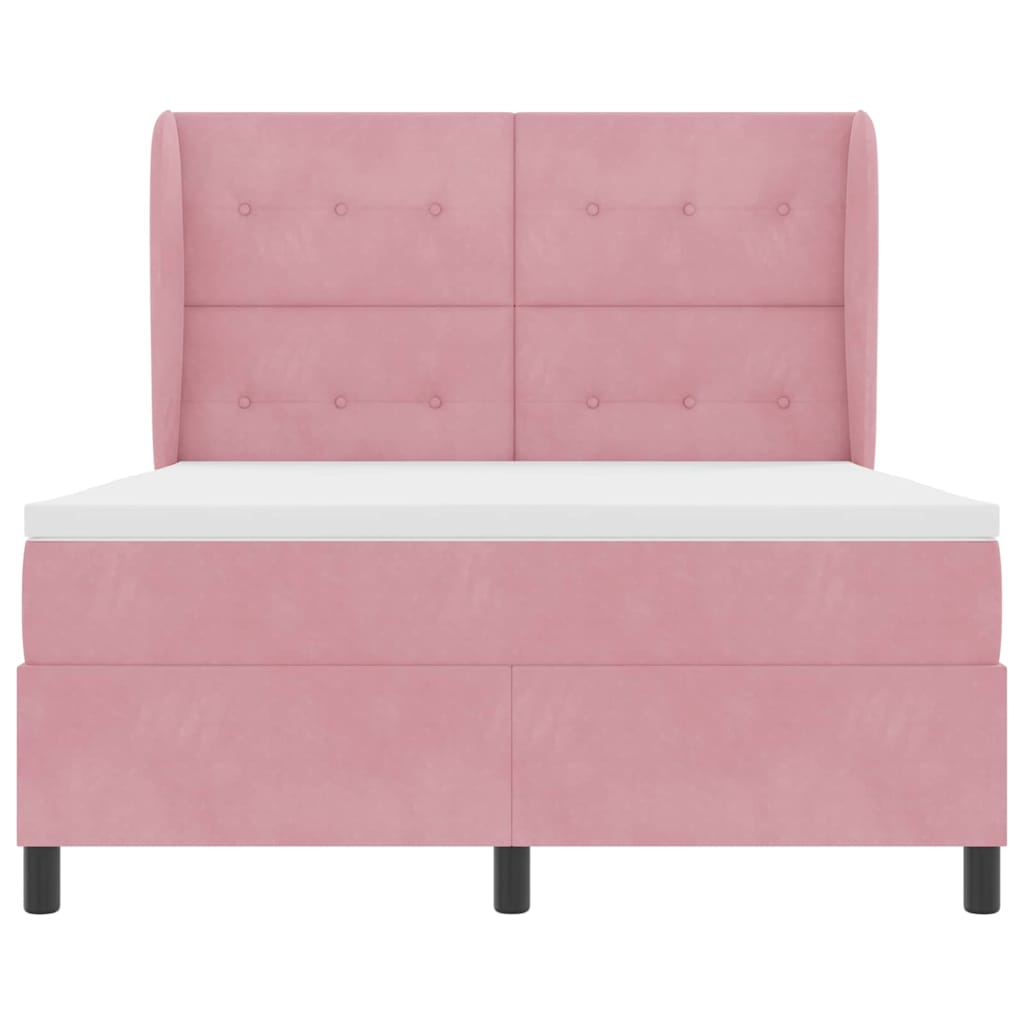 Lit à ressorts avec tête de lit Rose 190 x 140 cm Velours - XIOS