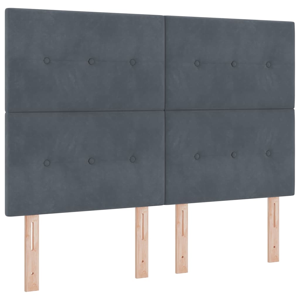Lit à ressorts avec tête de lit Gris foncé 200 x 140 cm Velours