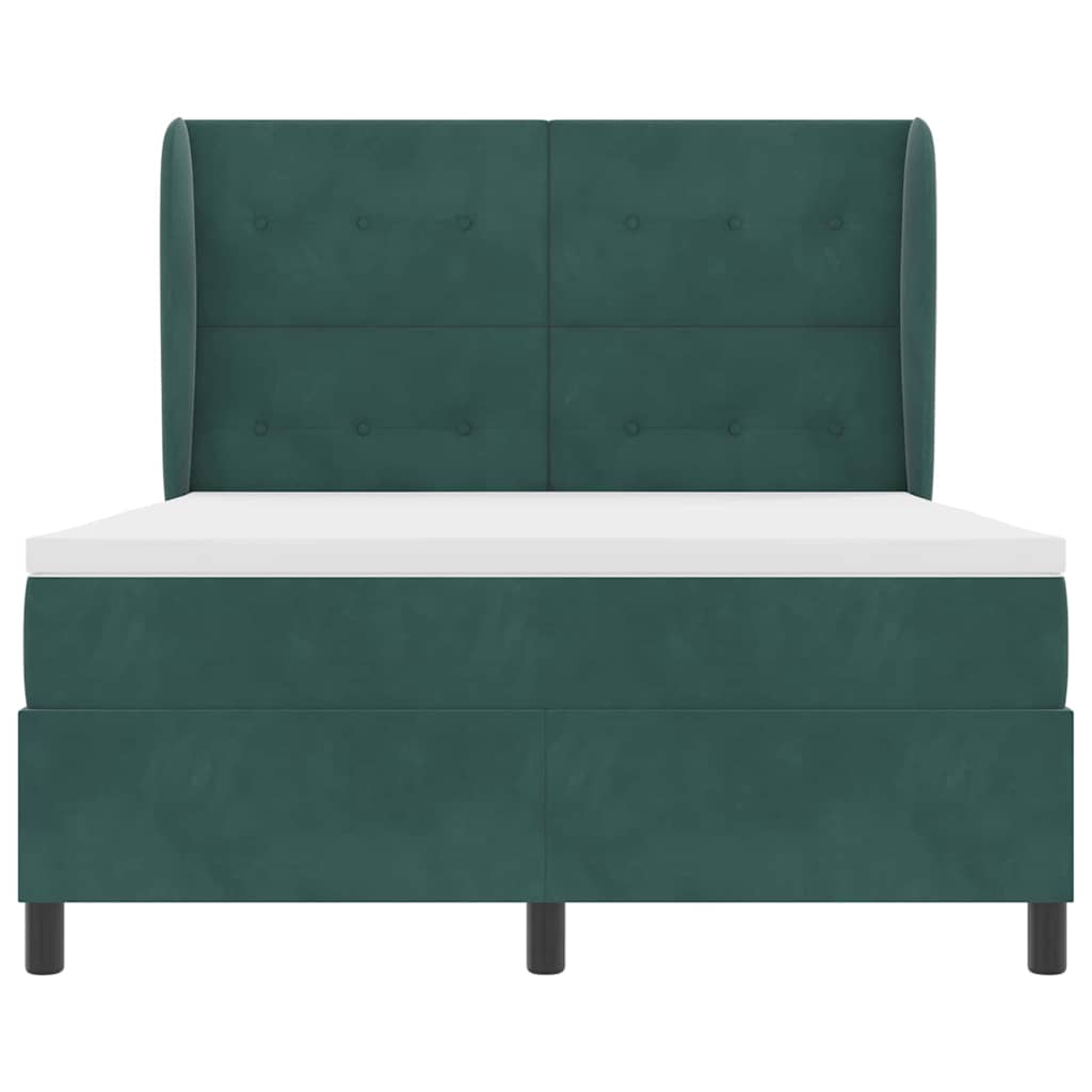 Lit à ressorts avec tête de lit Vert foncé 200 x 160 cm Velours