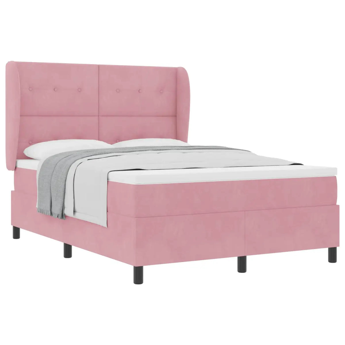 Lit à ressorts avec tête de lit Rose 200 x 160 cm Velours - XIOS