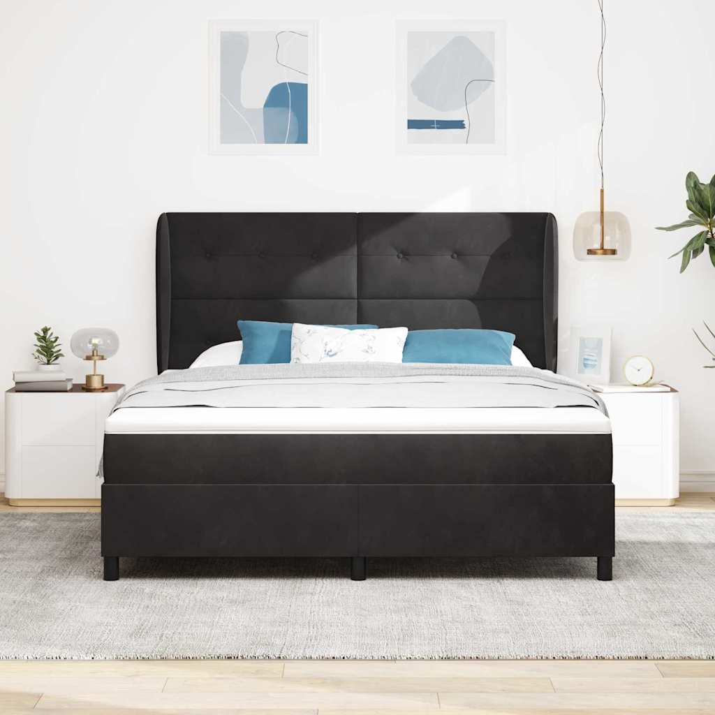Lit à ressorts avec matelas Noir 200 x 180 cm Polyester - XIOS