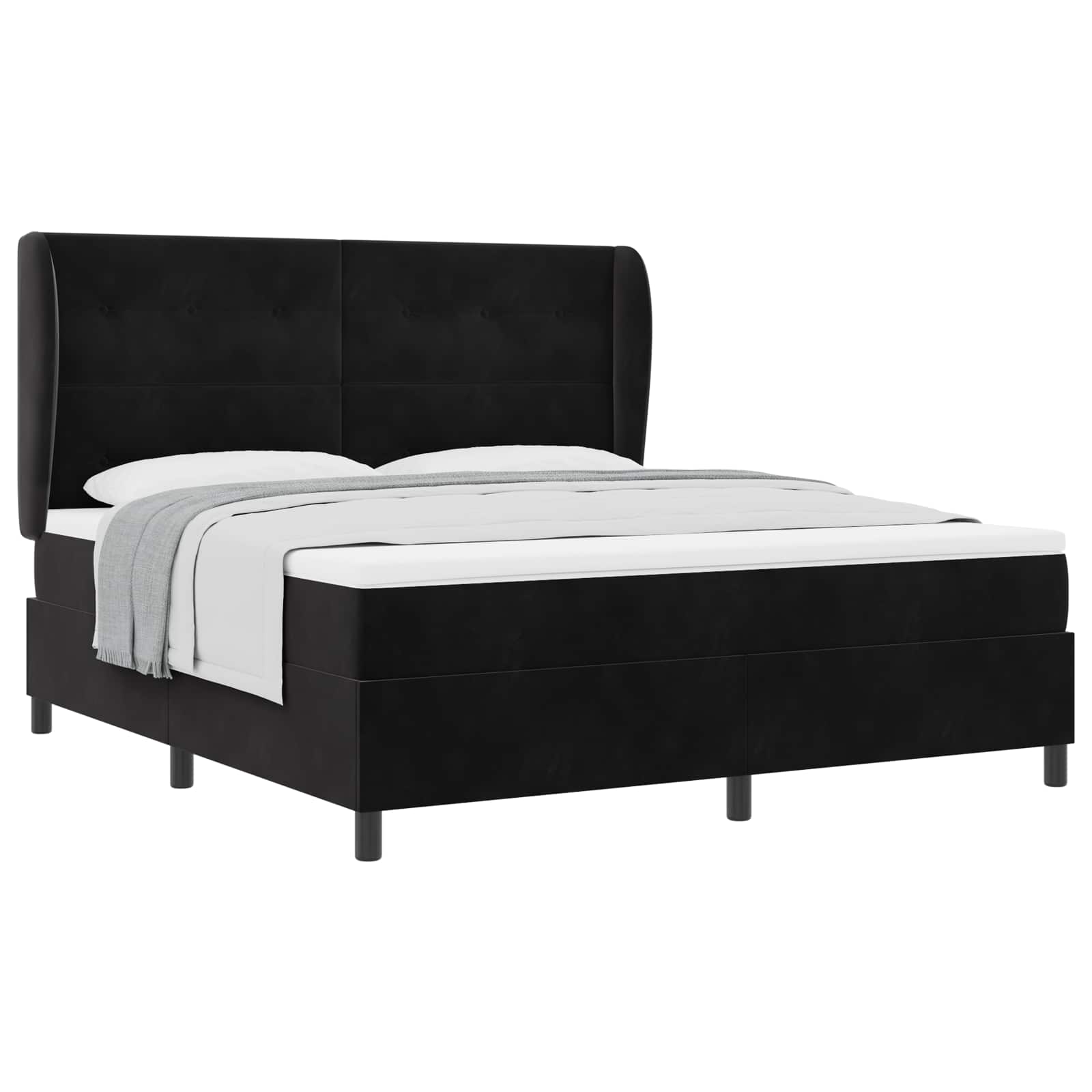 Lit à ressorts avec matelas Noir 200 x 180 cm Polyester - XIOS