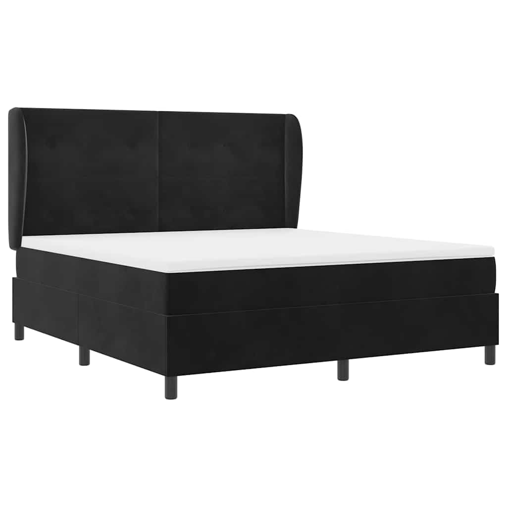 Lit à ressorts avec matelas Noir 200 x 180 cm Polyester - XIOS