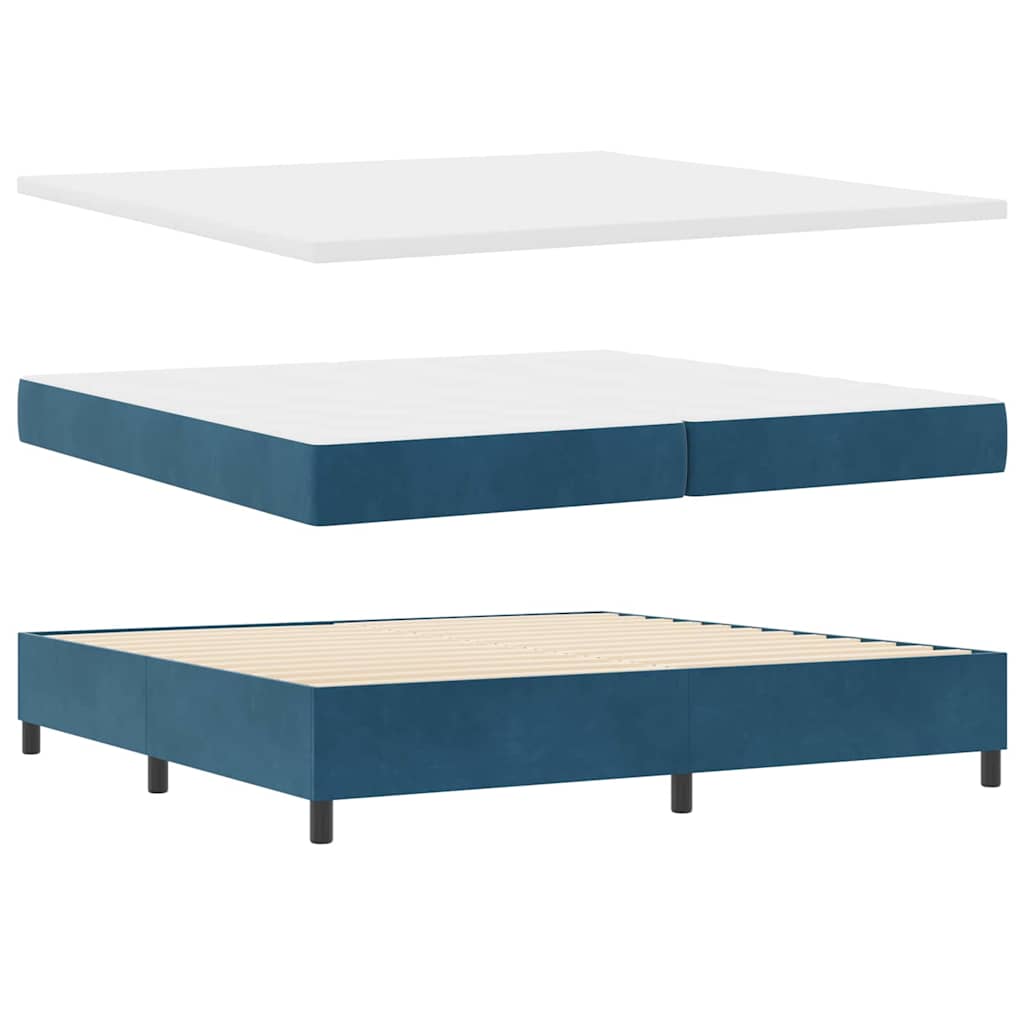 Lit à ressorts avec matelas Bleu foncé 200 x 200 cm Polyester - XIOS