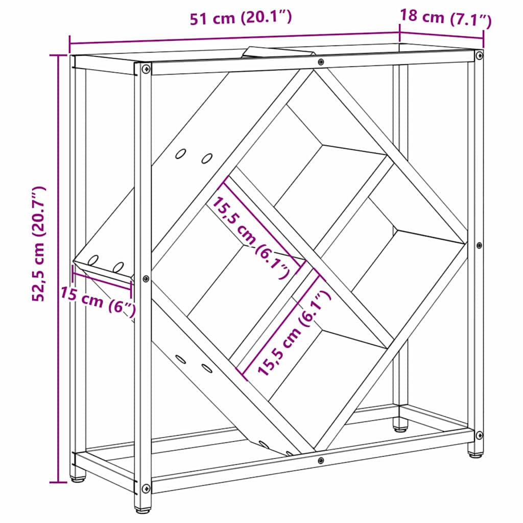 Étagère à vin Bois ancien 51 x 18 x 52,5 cm Bois d'ingénierie - XIOS