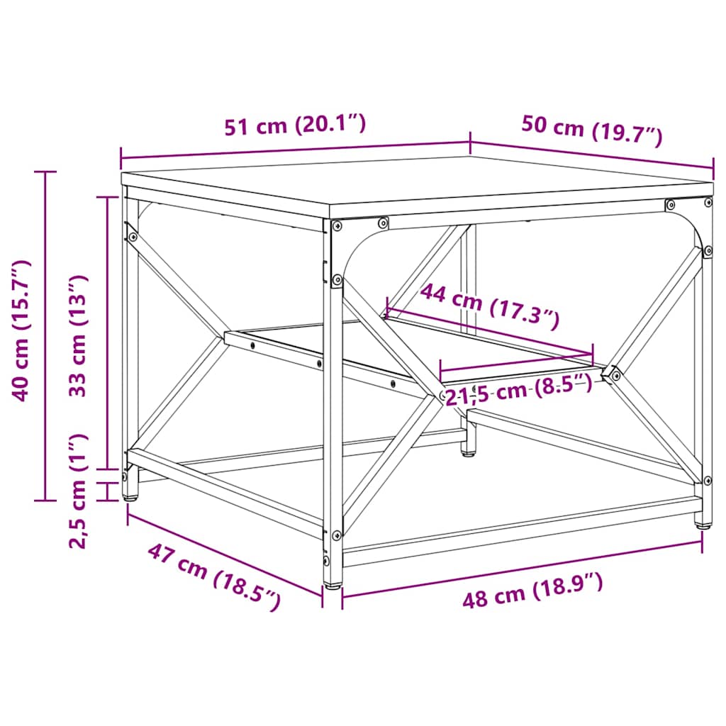Table basse chêne artisanal 51 x 50 x 40 cm - XIOS