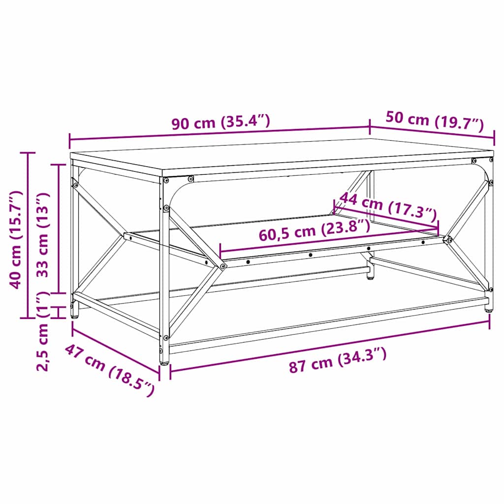 Table basse Sonoma gris 90 x 50 x 40 cm - XIOS