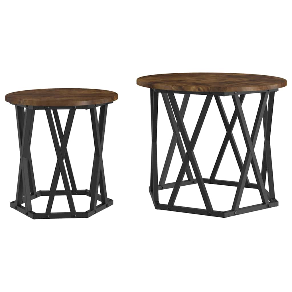 Table d'appoint 2 pcs Chêne fumé 50 x 50 x 40 cm - XIOS