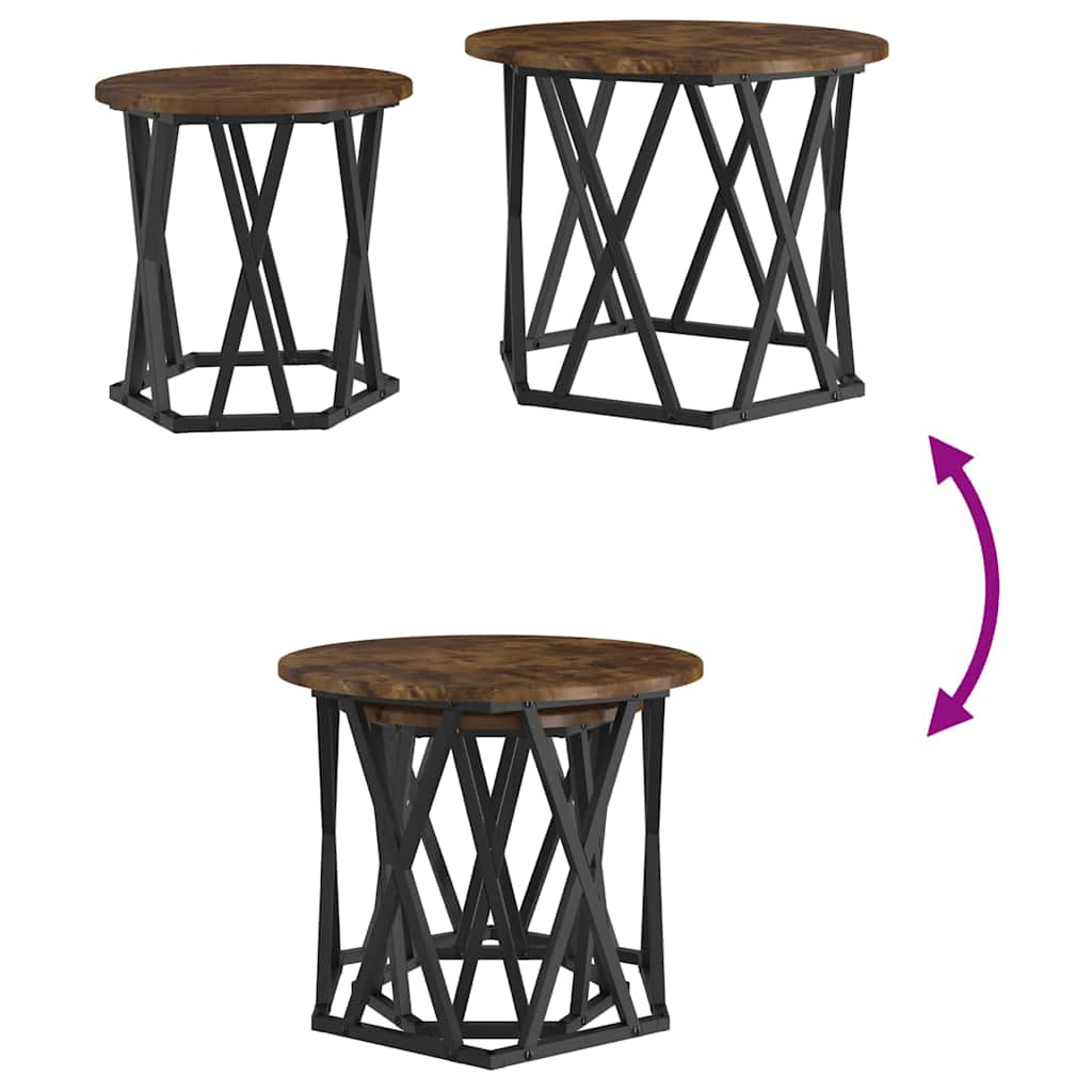 Table d'appoint 2 pcs Chêne fumé 50 x 50 x 40 cm - XIOS