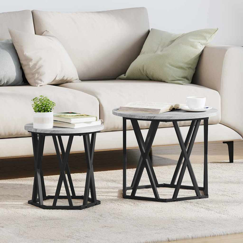 Table d'appoint 2 pc Gris Sonoma 50 x 50 x 40 cm - XIOS