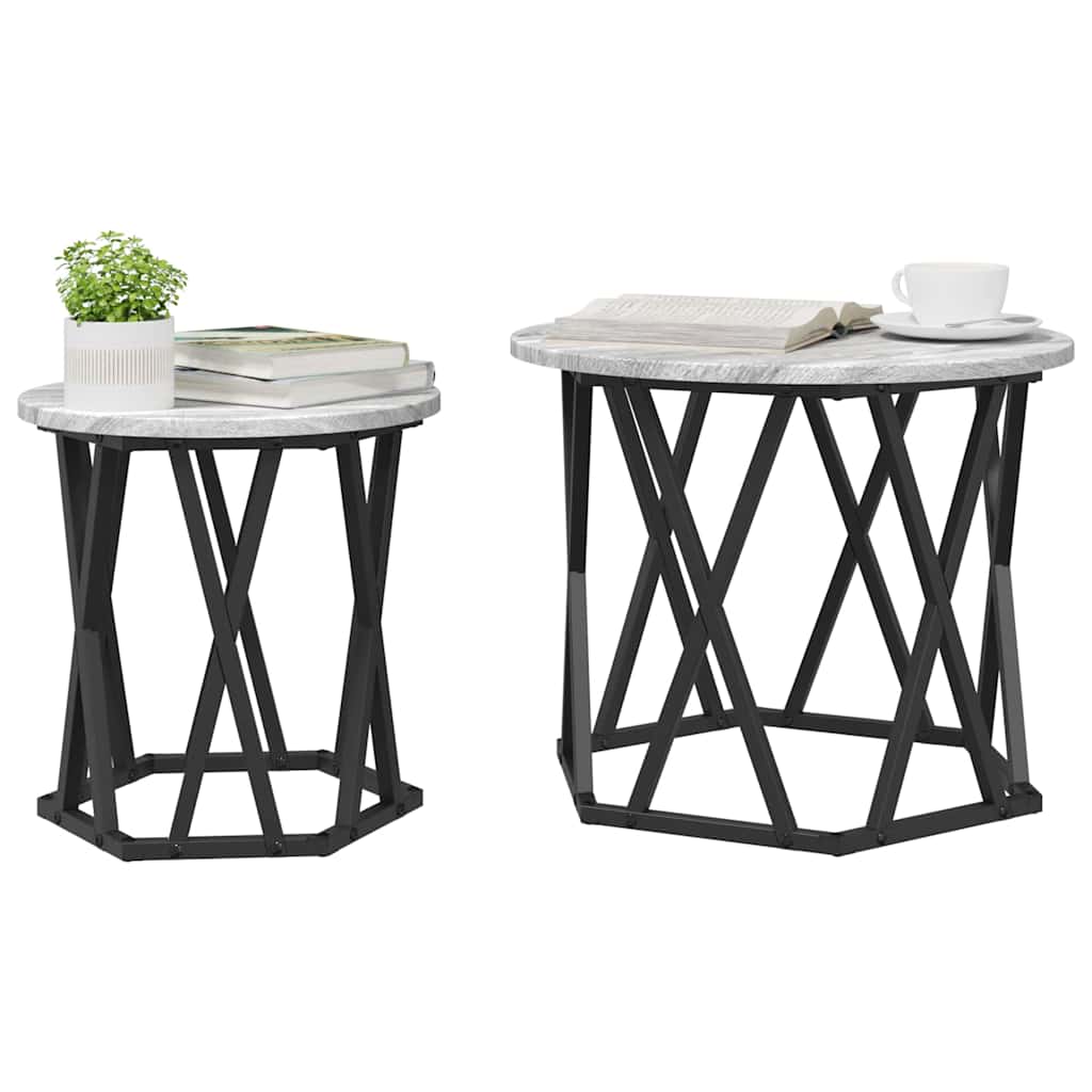 Table d'appoint 2 pc Gris Sonoma 50 x 50 x 40 cm - XIOS