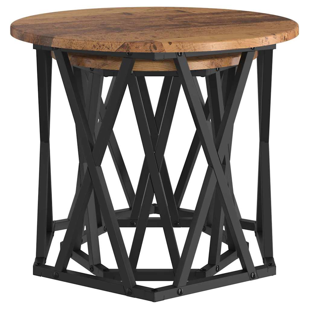 Table d'appoint 2 pcs bois recyclé Bois d'ingénierie et acier - XIOS