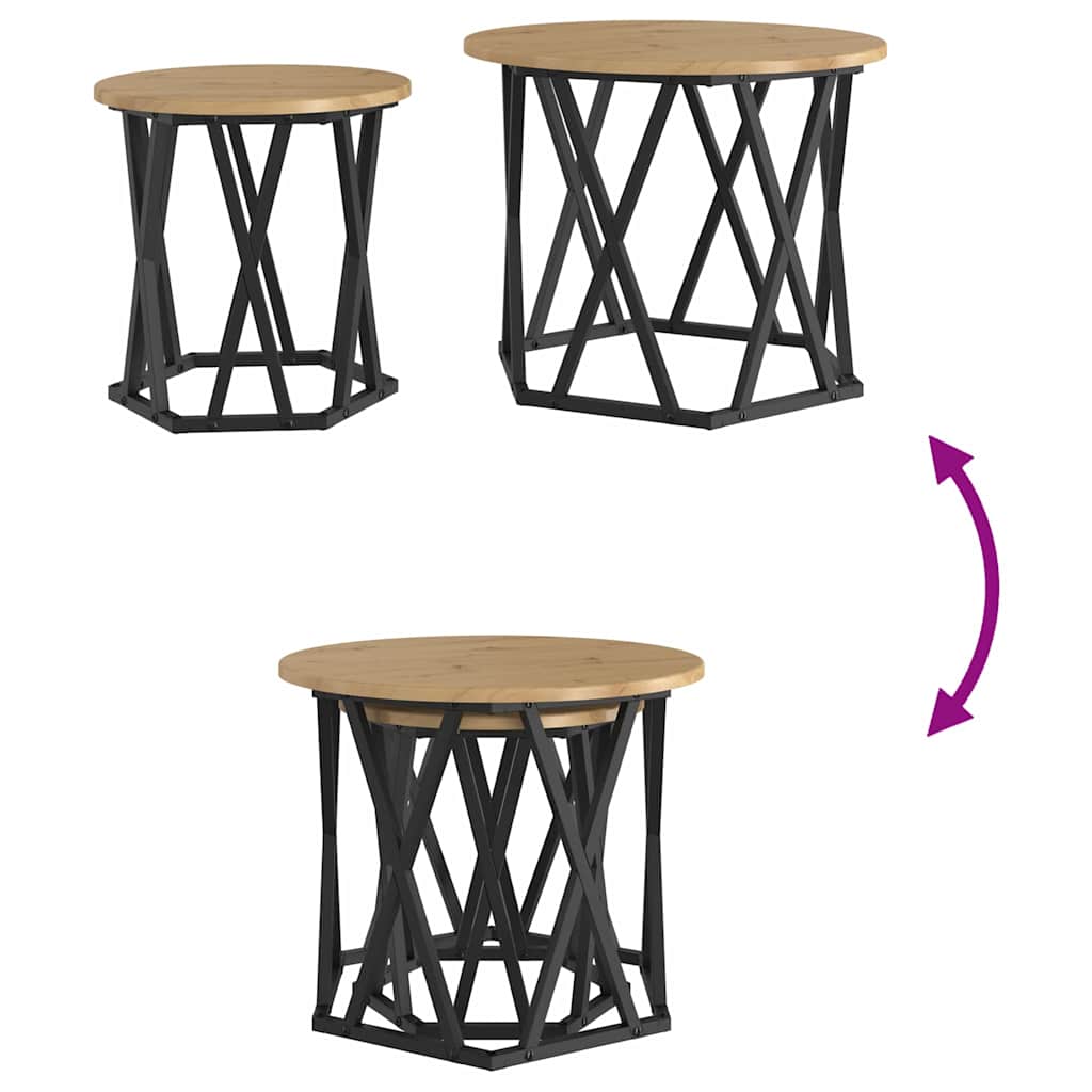 Table d'appoint 2 pcs chêne artisanal 50 x 50 x 40 cm - XIOS