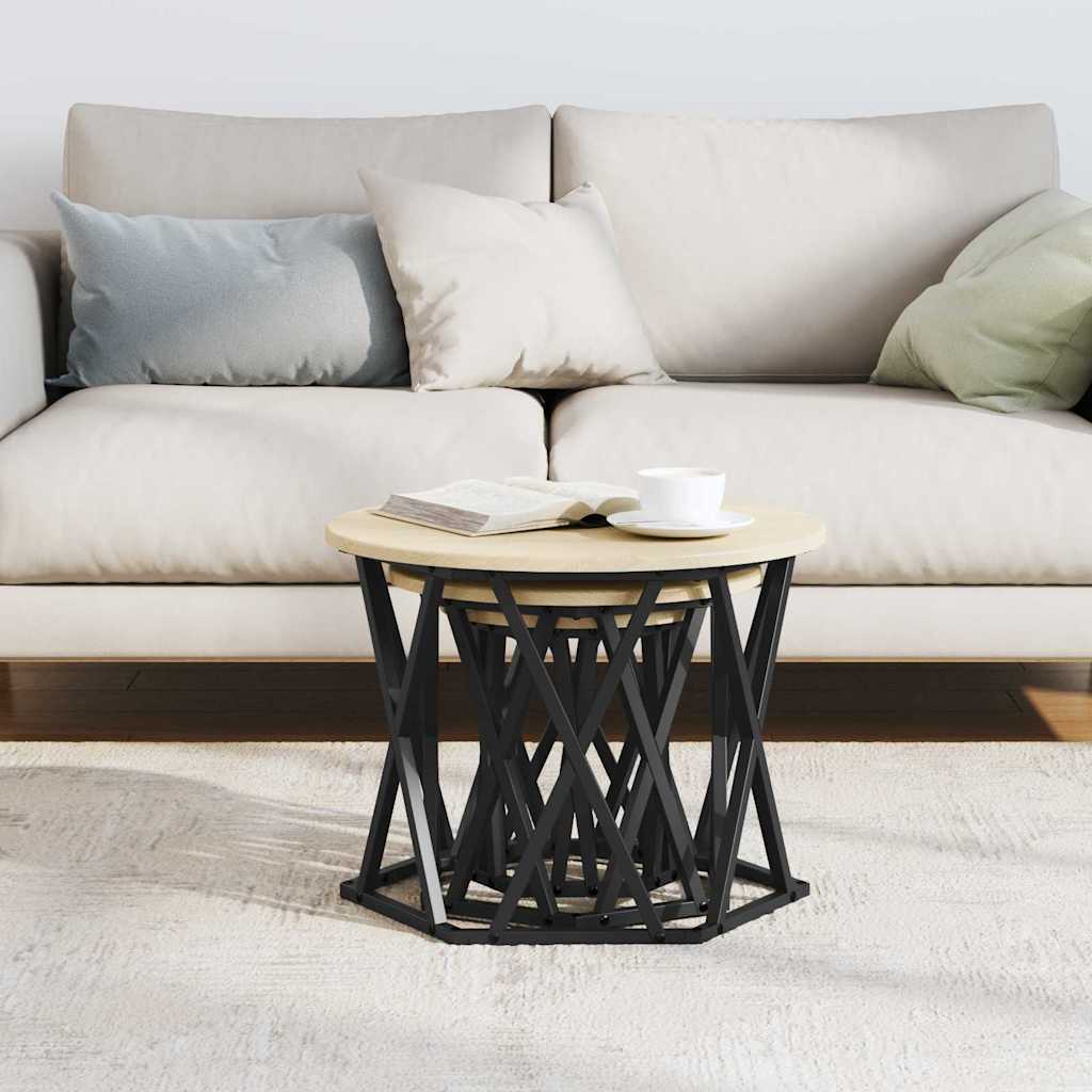 Table d'appoint empilable 3 pcs Chêne Sonoma - XIOS