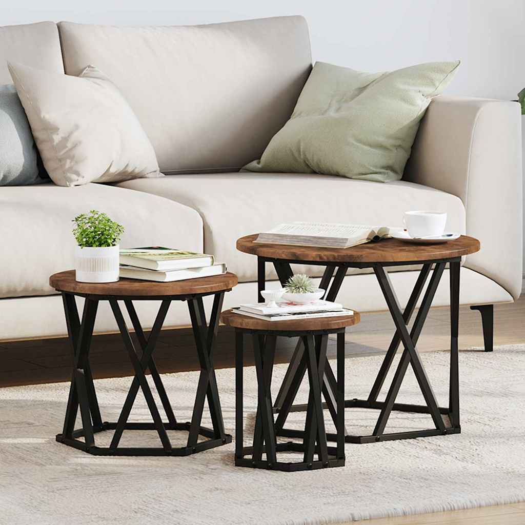 Table d'appoint empilable 3 pcs Chêne fumé 53 x 53 x 40 cm - XIOS