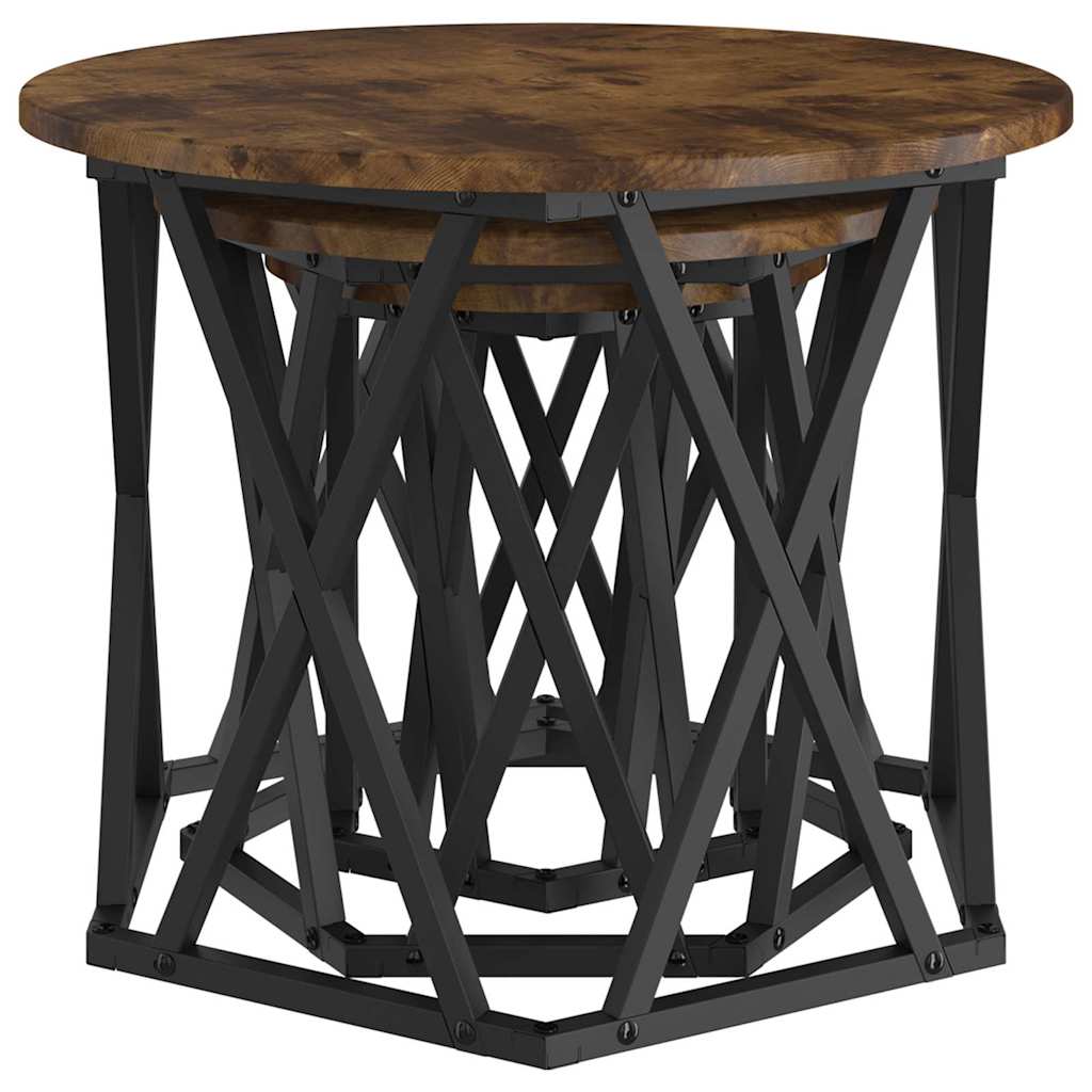 Table d'appoint empilable 3 pcs Chêne fumé 53 x 53 x 40 cm - XIOS