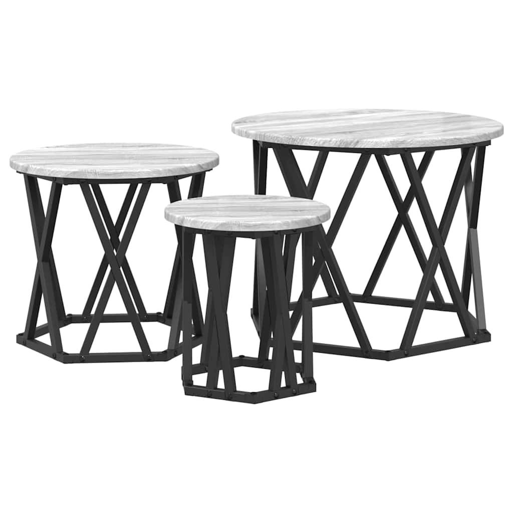 Table d'appoint empilable 3 pcs Sonoma gris 53 x 53 x 40 cm - XIOS