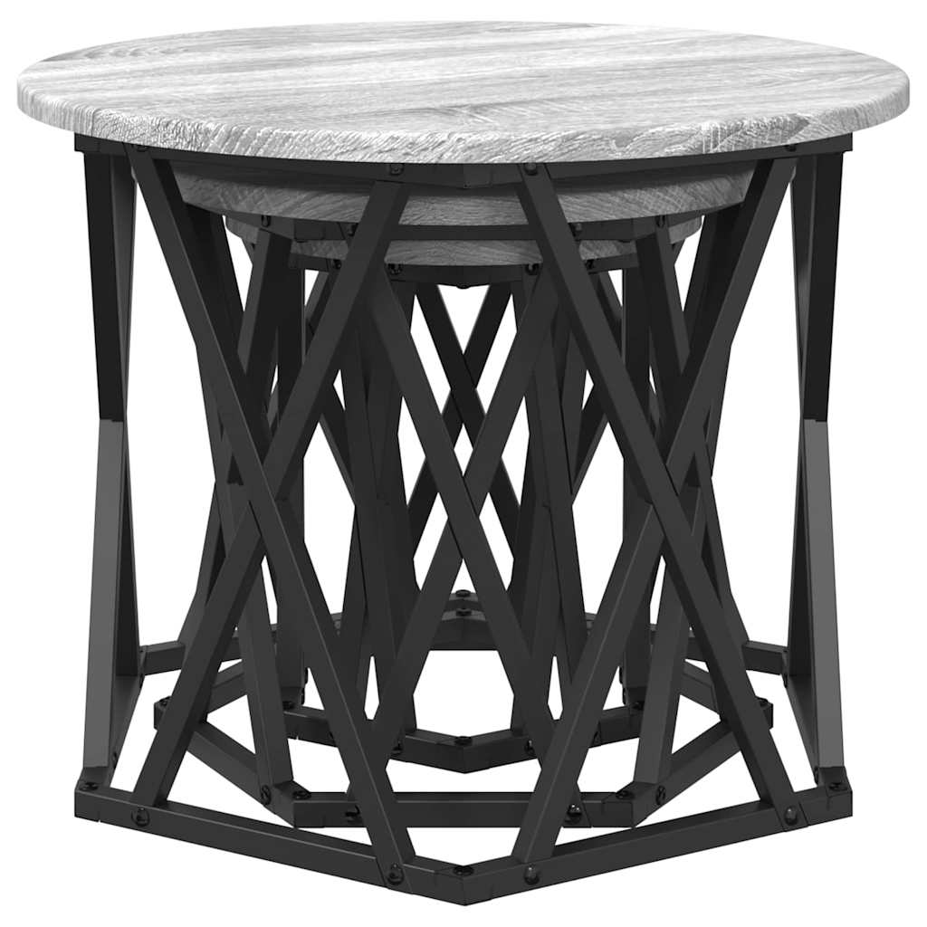 Table d'appoint empilable 3 pcs Sonoma gris 53 x 53 x 40 cm - XIOS