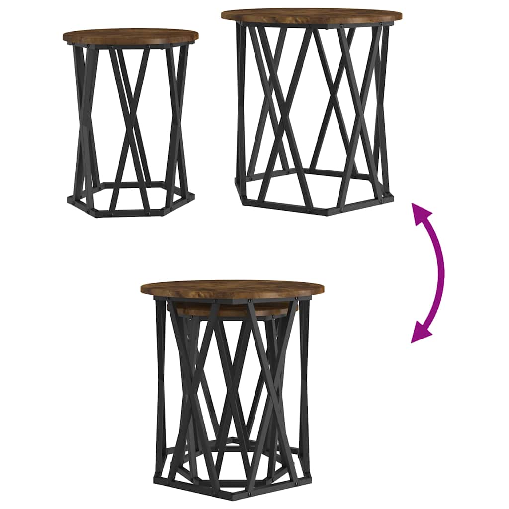 Table basse 2 pcs Chêne fumé 50 x 50 x 50 cm - XIOS