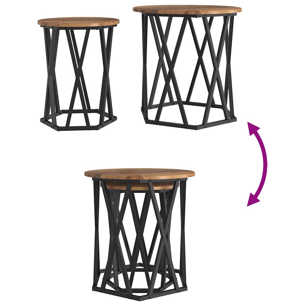 Table basse 2 pcs Bois ancien 50 x 50 x 50 cm - XIOS