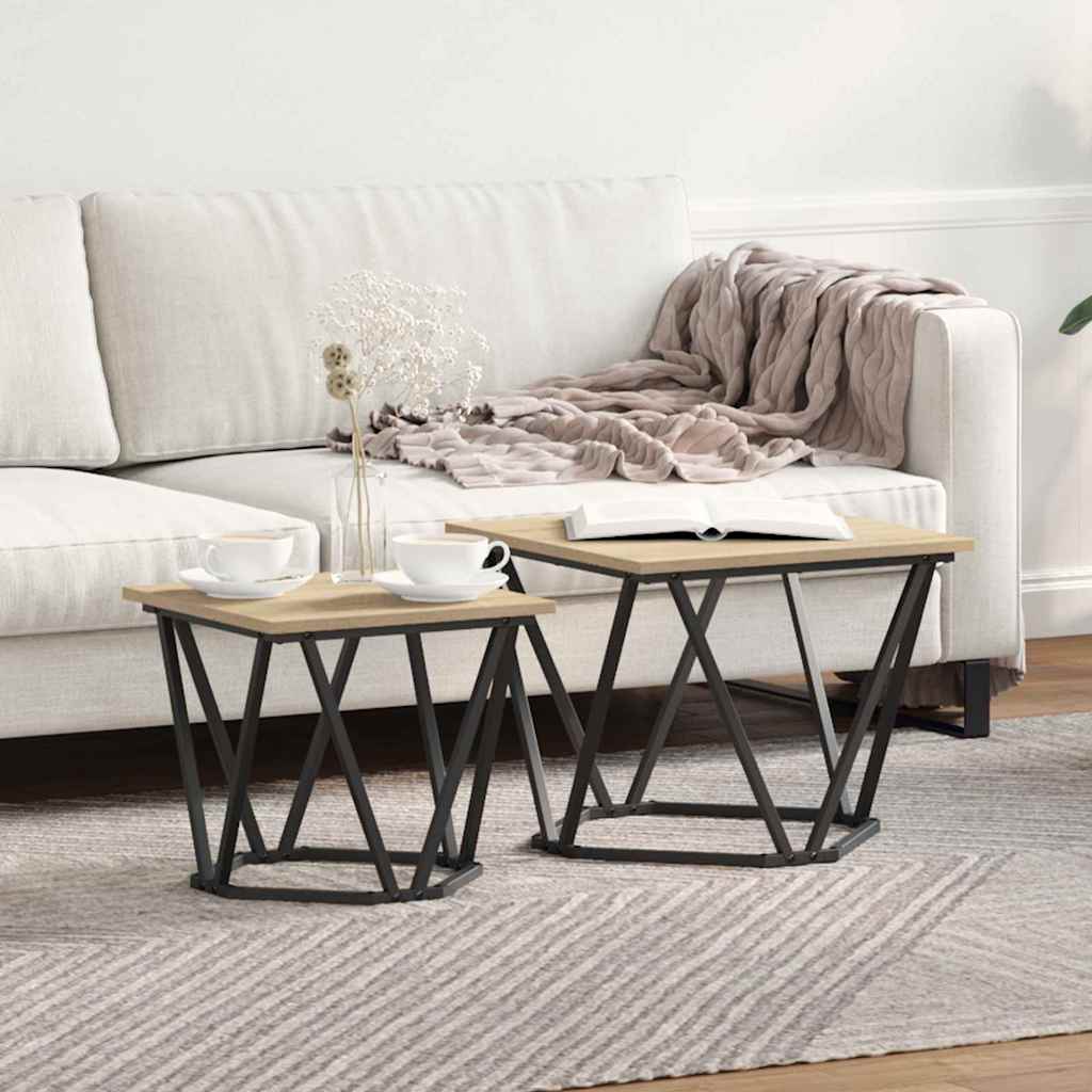 Ensemble de tables d'appoint 2 pcs Chêne sonoma 50 x 50 x 40 cm - XIOS