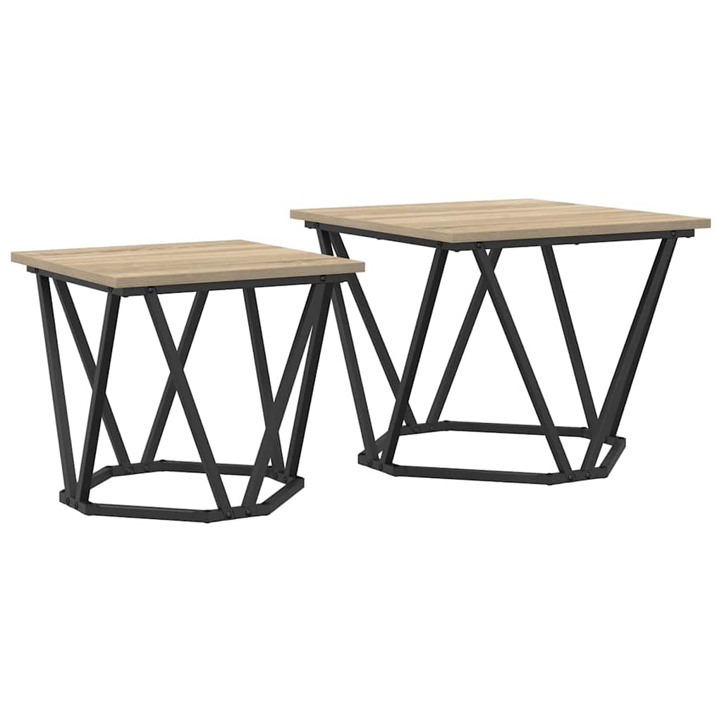 Ensemble de tables d'appoint 2 pcs Chêne sonoma 50 x 50 x 40 cm - XIOS