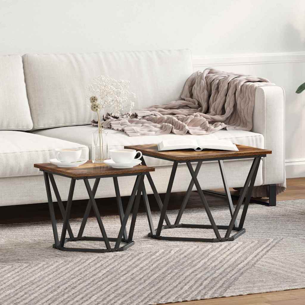 Ensemble de tables d'appoint 2 pcs Chêne fumé 50 x 50 x 40 cm - XIOS