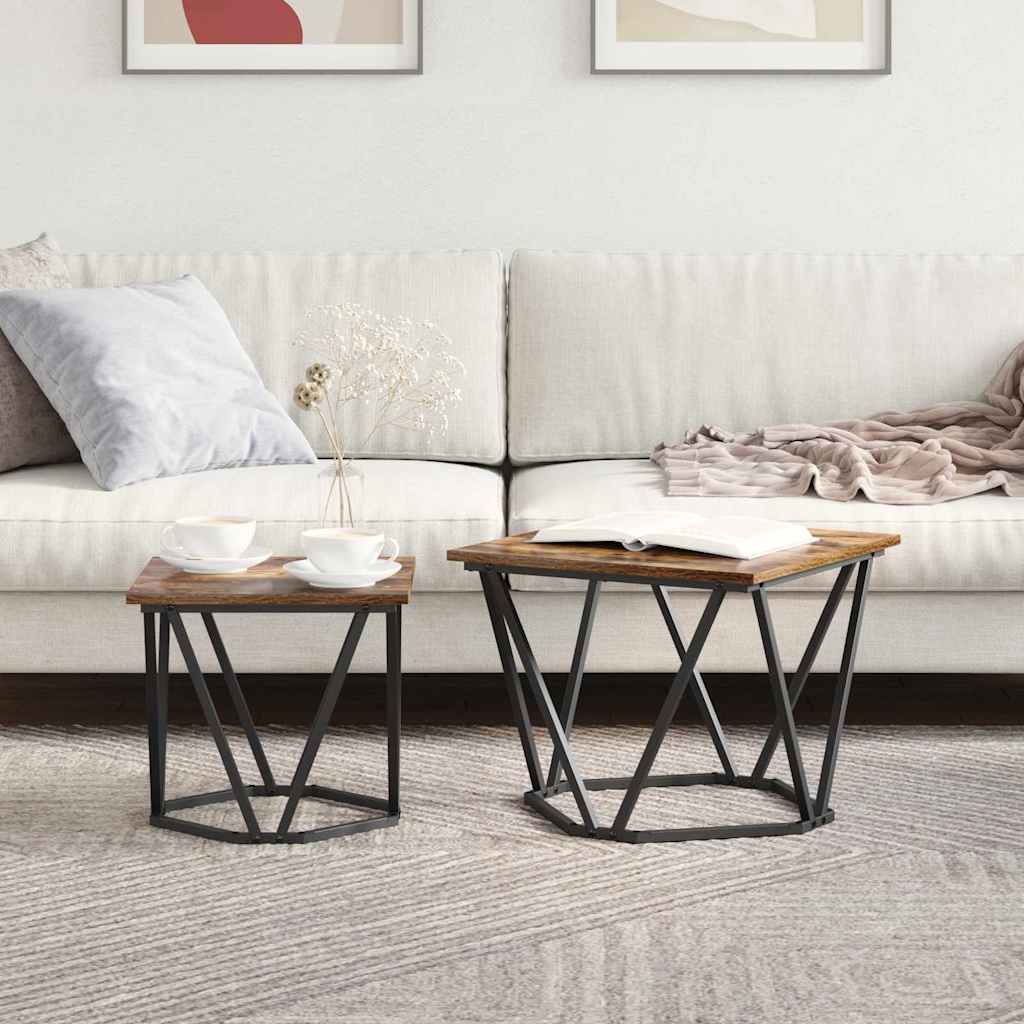 Ensemble de tables d'appoint 2 pcs Chêne fumé 50 x 50 x 40 cm - XIOS