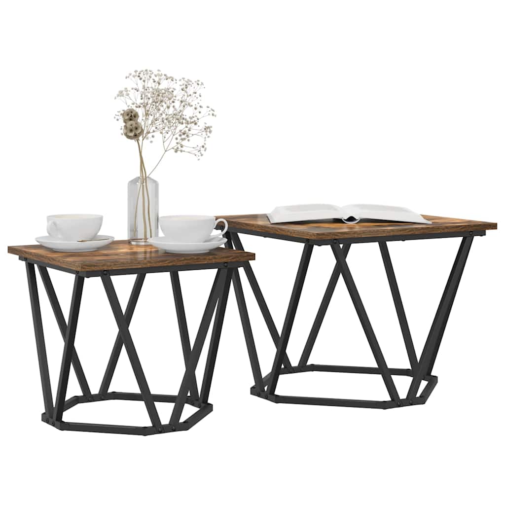 Ensemble de tables d'appoint 2 pcs Chêne fumé 50 x 50 x 40 cm - XIOS