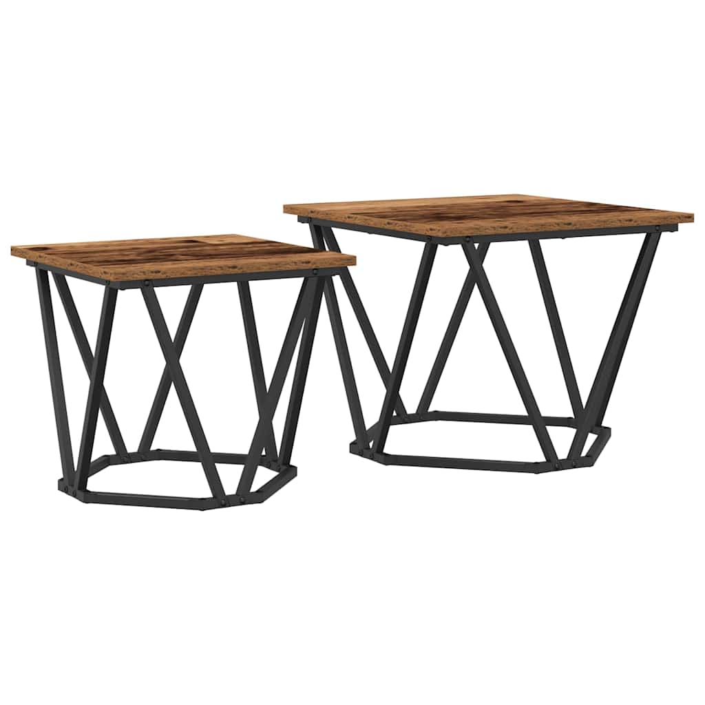 Ensemble de tables d'appoint 2 pcs Bois de récupération - XIOS