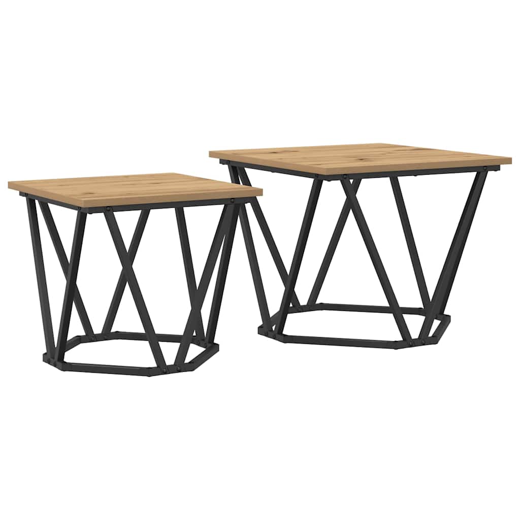 Ensemble de tables d'appoint 2 pcs chêne artisanal - XIOS
