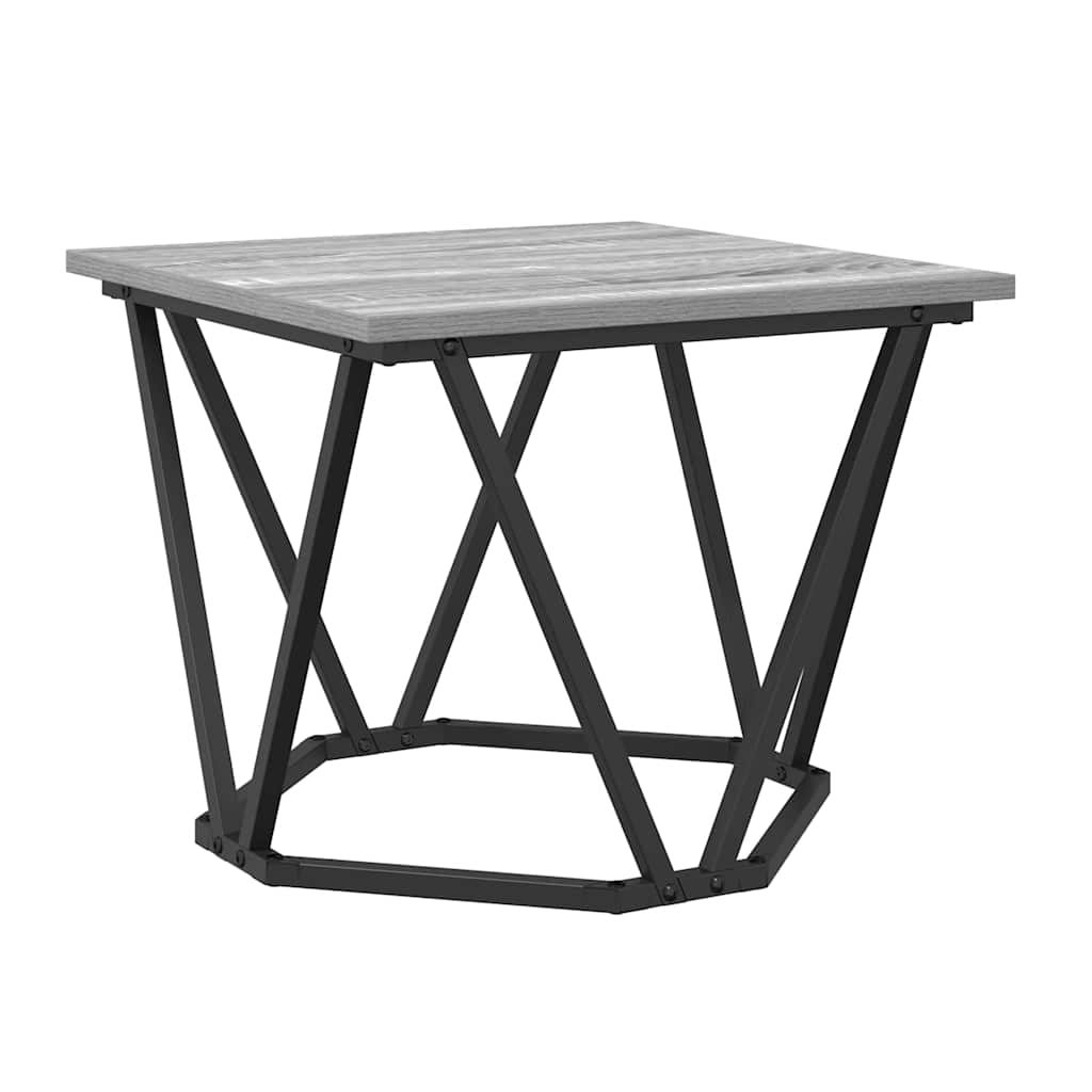 Table basse 3 pcs Gris Sonoma Bois d'ingénierie et acier - XIOS