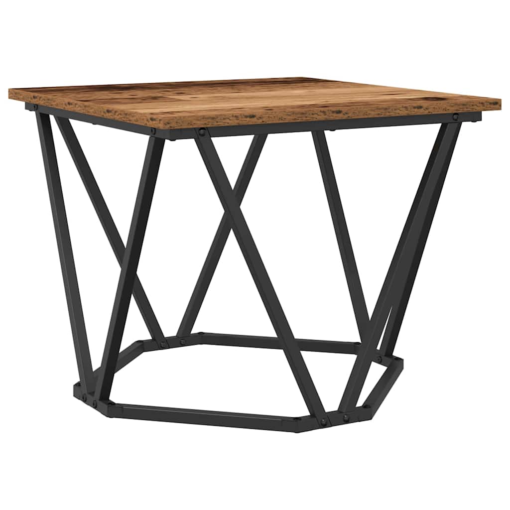 Table basse 3 pcs Bois Ancien Bois d'ingénierie et acier - XIOS